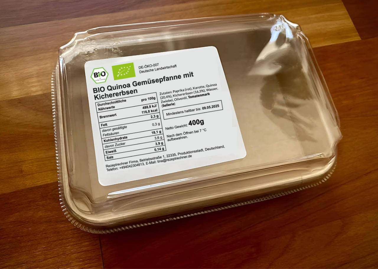 Nährwerttabelle erstellen